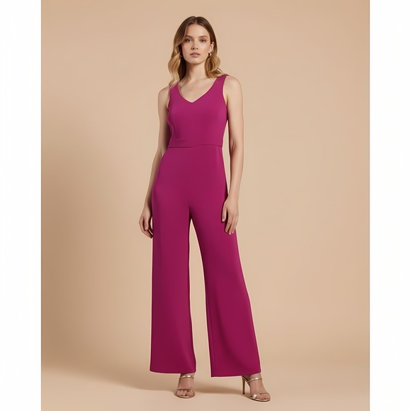 Crystal Sky Pants - Crystal Sky Elegant Pink Sleeveless Jumpsuit